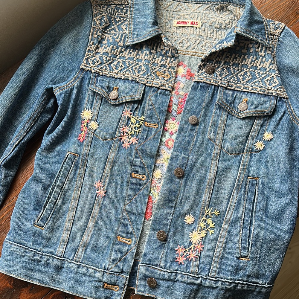 Embroidered Johnny Was Denim Jacket